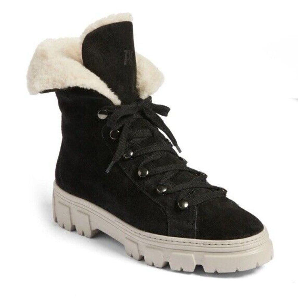 Paul Green Womens Boots Fur Lined Suede Ankle Lace-Up Wool Bootie UK 7 US 9.5